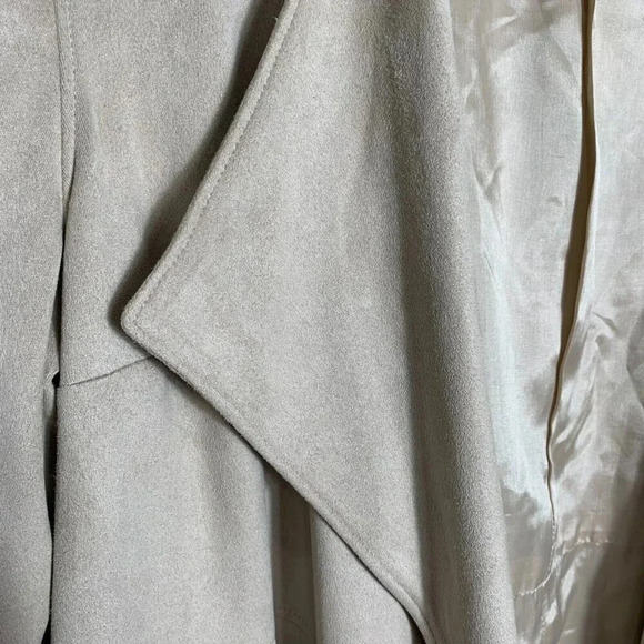 Sara Campbell Faux Suede Open Front Beige Cardigan Jacket Size Small 3/4 sleeves - Picture 5 of 9